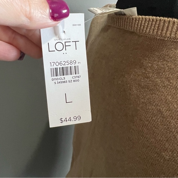 LOFT Tan Cardigan with Relaxed Fit and Textured Knit - Picture 3 of 9